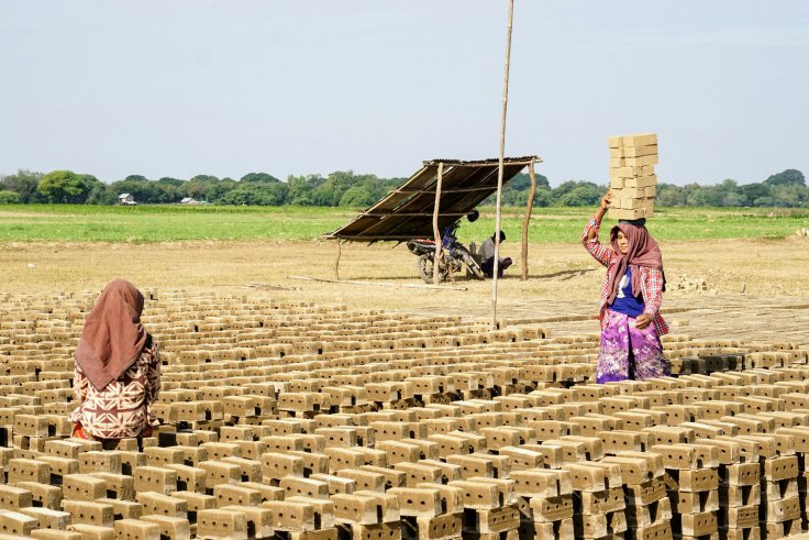 Clay bricks drying in the sun