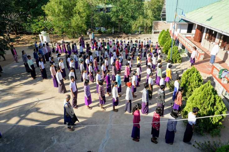 Assembly in the yard of the “Light of Love” School
