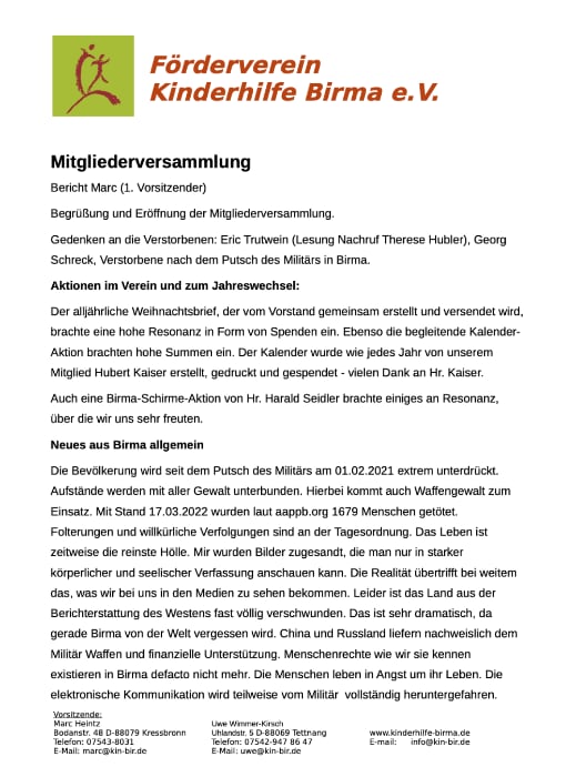 Mitgliederversammlung 2022 - Bericht Marc