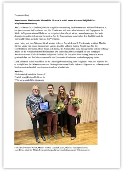 Pressemitteilung Mitgliederversammlung 2024